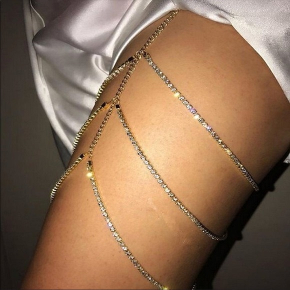 Jewelry - 3 layered crystal rhinestone festival leg chain